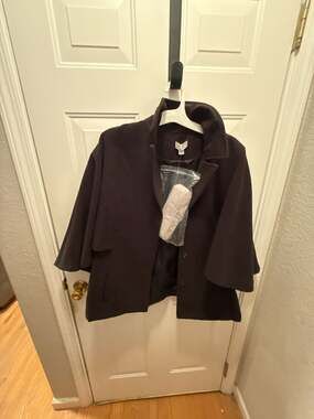 Joan Rivers Black Cape Coat Jacket Size L